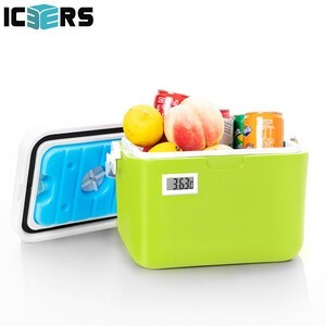艾森斯（icers）高品质5L户外PU保温箱家用车载医药用品胰岛冷藏箱 生物安全转运箱 母乳背奶包 嫩绿色(PU6面)送：1冰盒+4冰袋 有温度显示