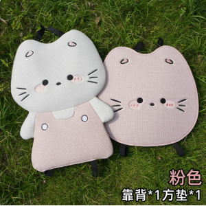 汽车坐垫四季通用亚麻可爱立体萌猫夏座垫秋冬透气后排女神座椅套